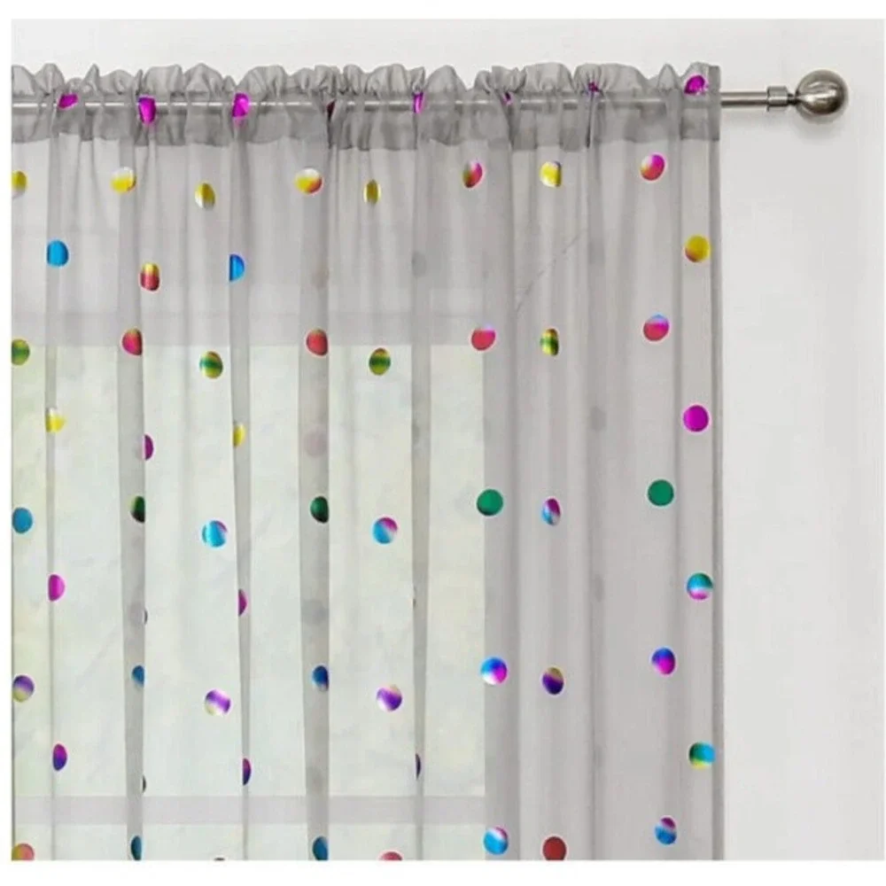 Urban Lotus Polka Dot Gray Sheer Curtains 54